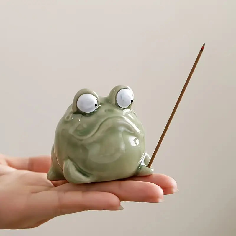 Quirky Ceramic Frog Incense / Bakhur Holder