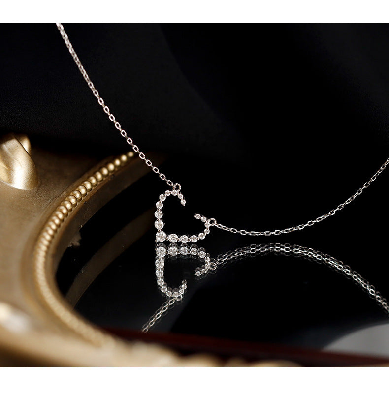 Sparkling Open Heart Necklace - 925 Sterling Silver