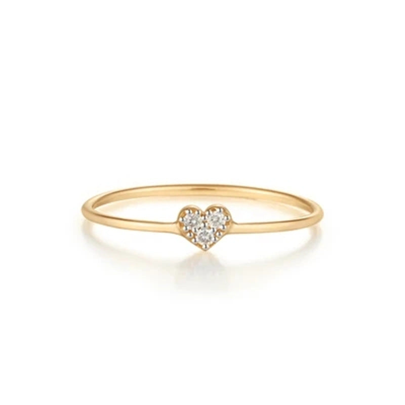 Pavé Heart Ring – 925 Sterling Silver, Gold Plated