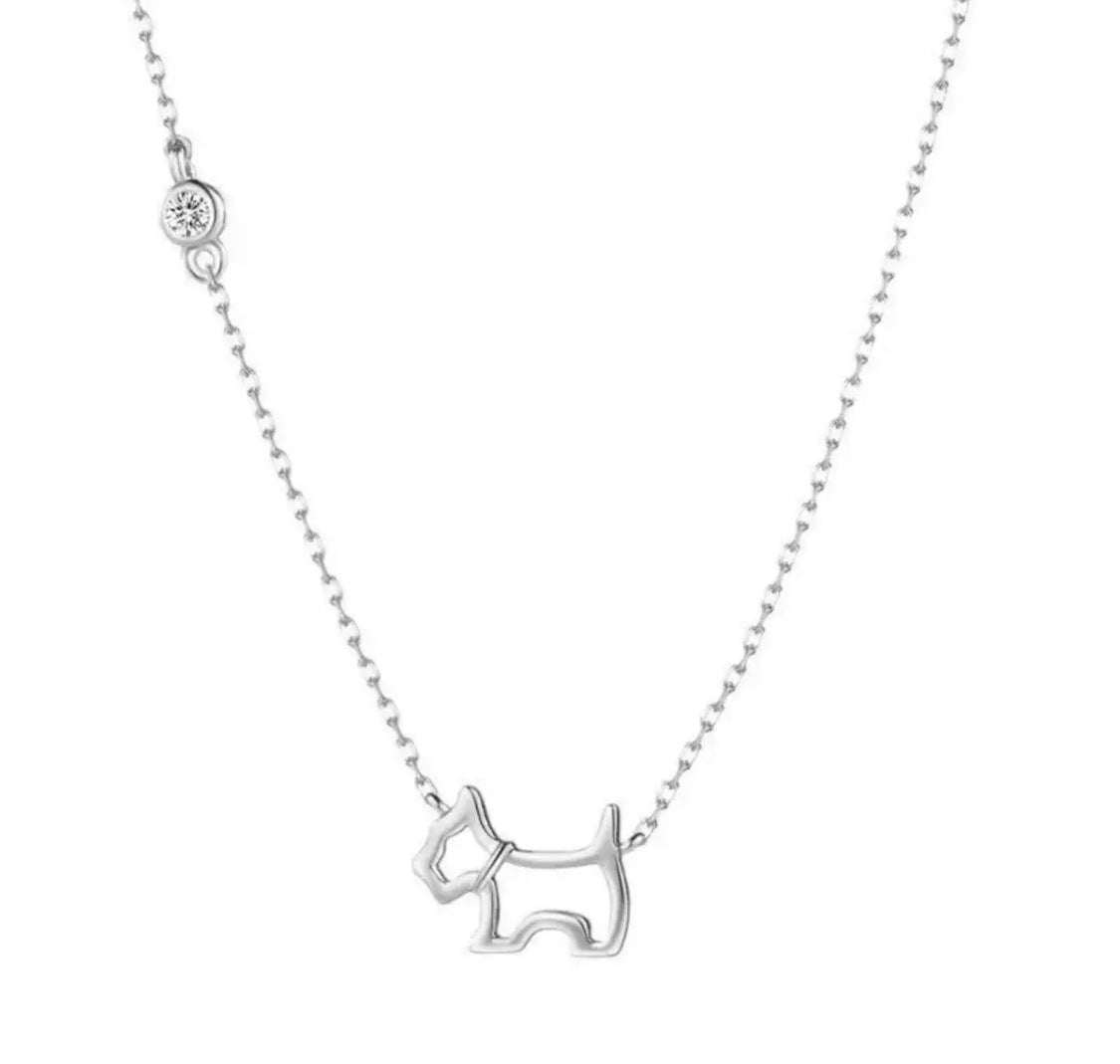 Puppy Outline Necklace - 925 Sterling Silver