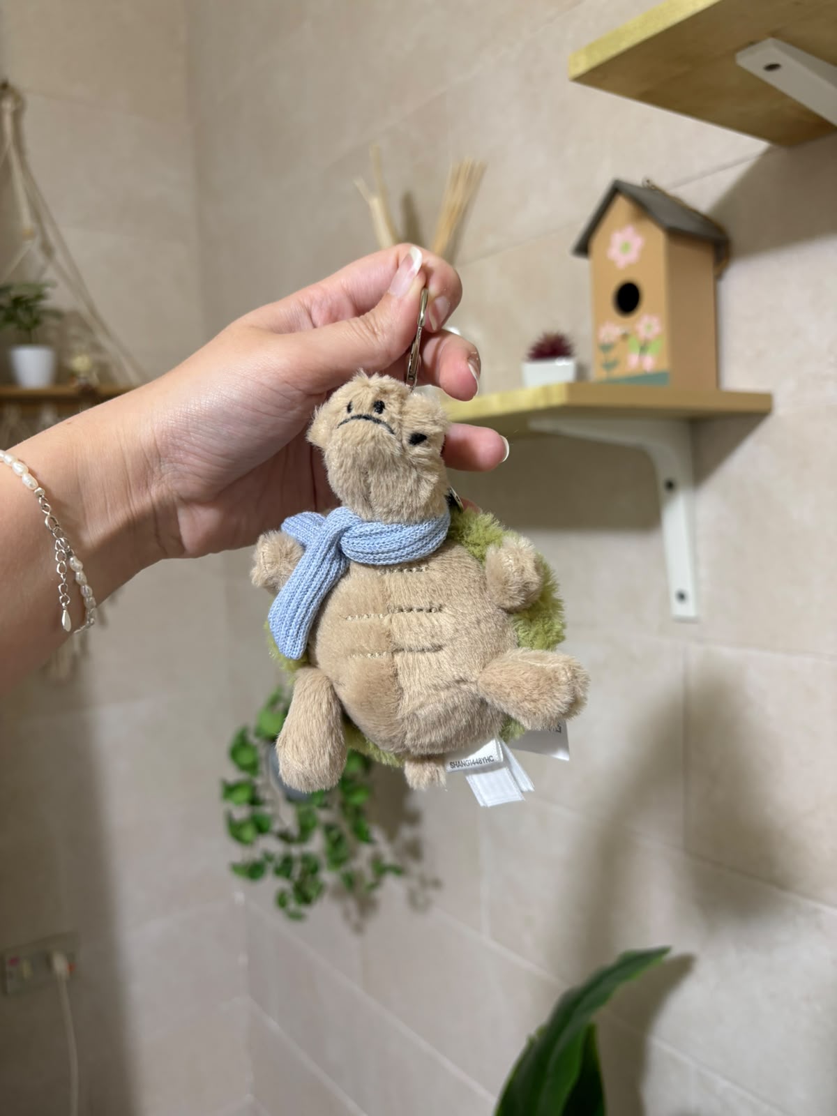 Turtle with Blue Scarf plush keychain - 10 cm