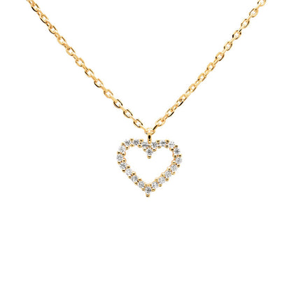 Open Heart Pavé Necklace – 925 Sterling Silver, Gold Plated