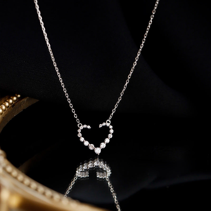 Sparkling Open Heart Necklace - 925 Sterling Silver