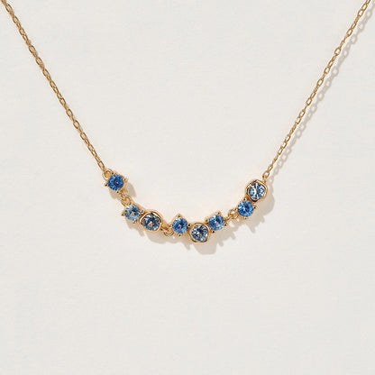 Scattered Blue Zircon Curved Necklace – Gold Plated 925 Sterling Silver