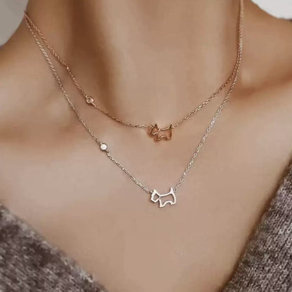 Puppy Outline Necklace - 925 Sterling Silver