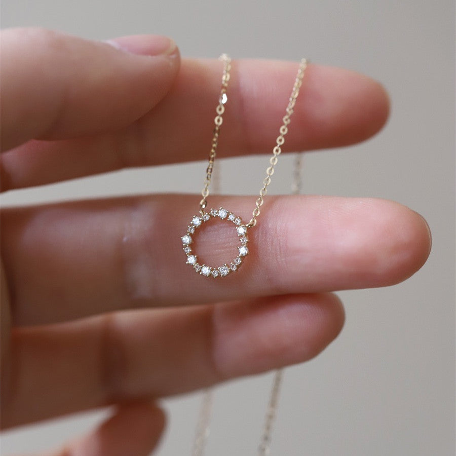 Open Circle Pavé Necklace – 925 Sterling Silver, Gold Plated