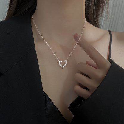 Sparkling Open Heart Necklace - 925 Sterling Silver