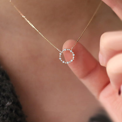 Open Circle Pavé Necklace – 925 Sterling Silver, Gold Plated