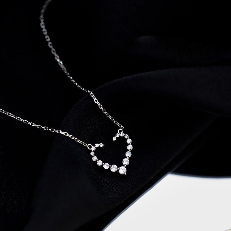 Sparkling Open Heart Necklace - 925 Sterling Silver