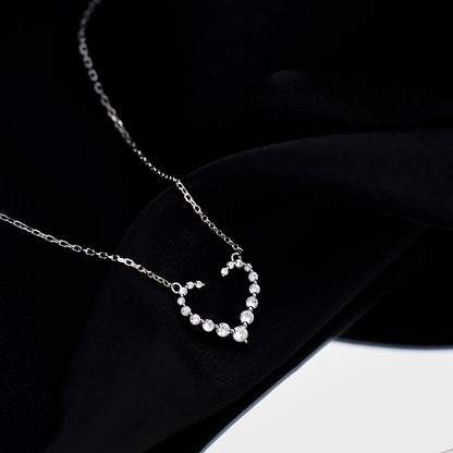 Sparkling Open Heart Necklace - 925 Sterling Silver