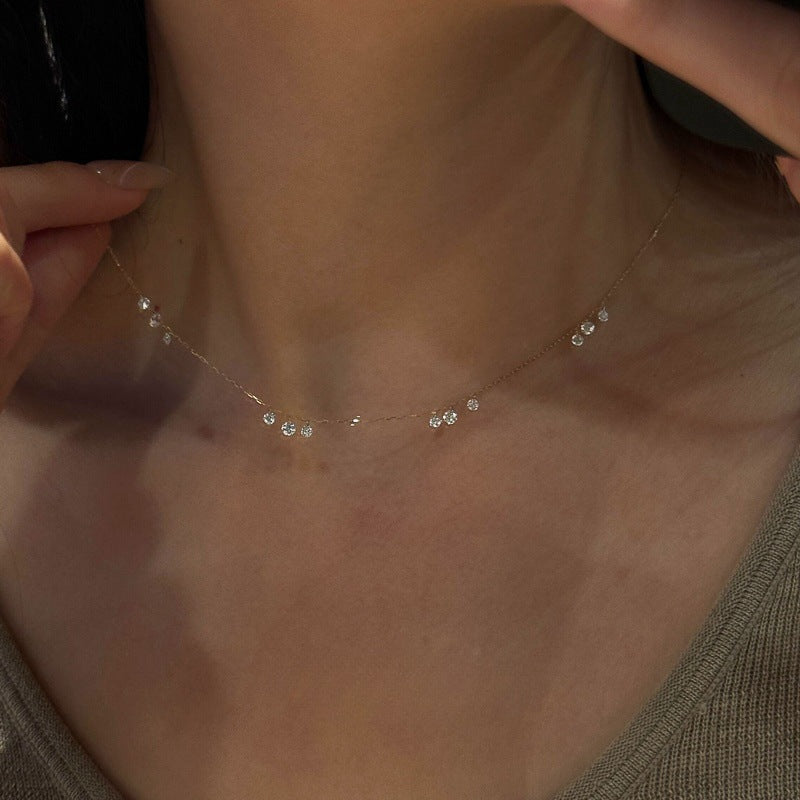 Floating Cluster Station Necklace - Gold Plated 925 Sterling Silver