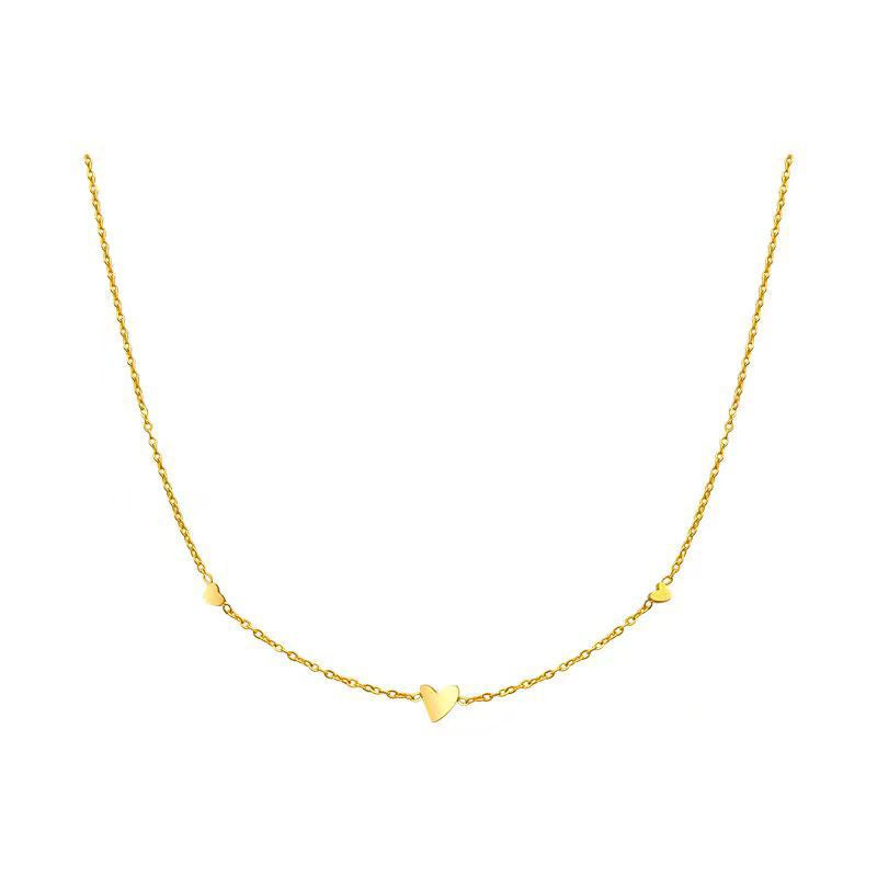 Mini Heart Station Necklace – 925 Sterling Silver, Gold Plated