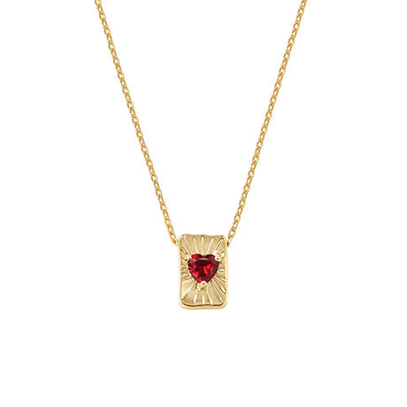 Sunburst Heart Tag Necklace - Gold Plated 925 Sterling Silver