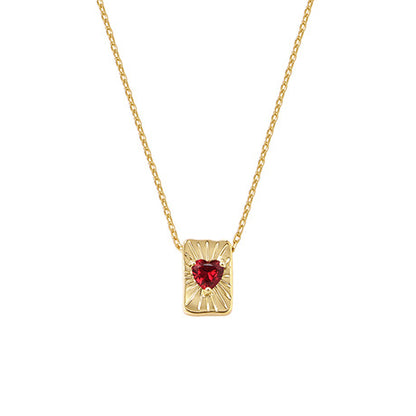 Sunburst Heart Tag Necklace - Gold Plated 925 Sterling Silver