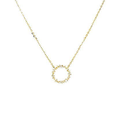 Open Circle Pavé Necklace – 925 Sterling Silver, Gold Plated