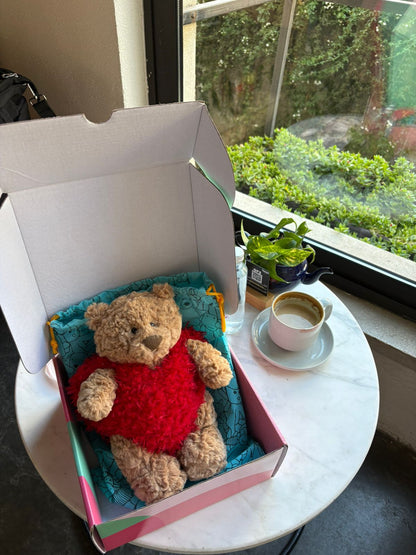 Bear in a heart outfit plush - 26 cm