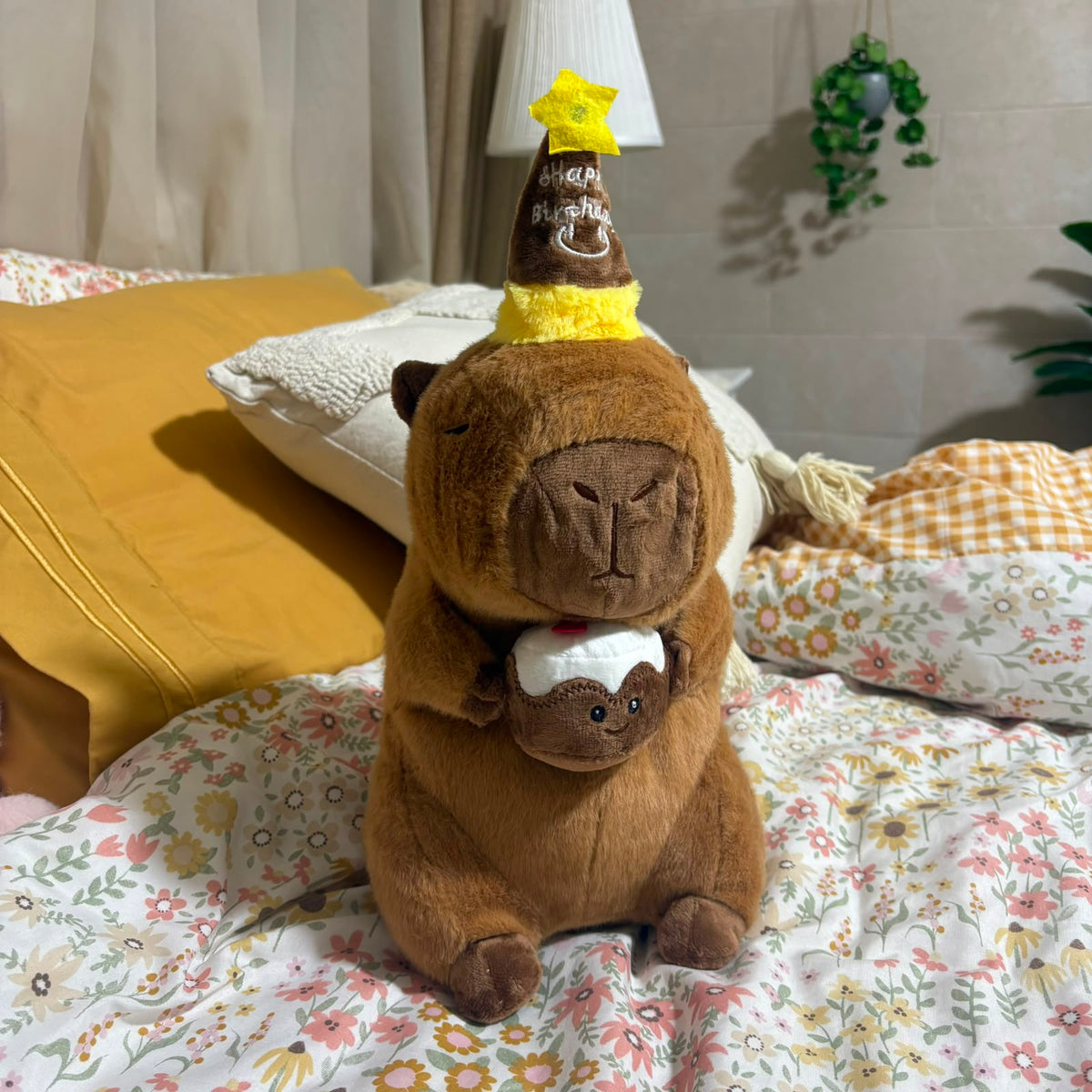 Happy Birthday Capybara Plush Toy with Cake - 30 cm