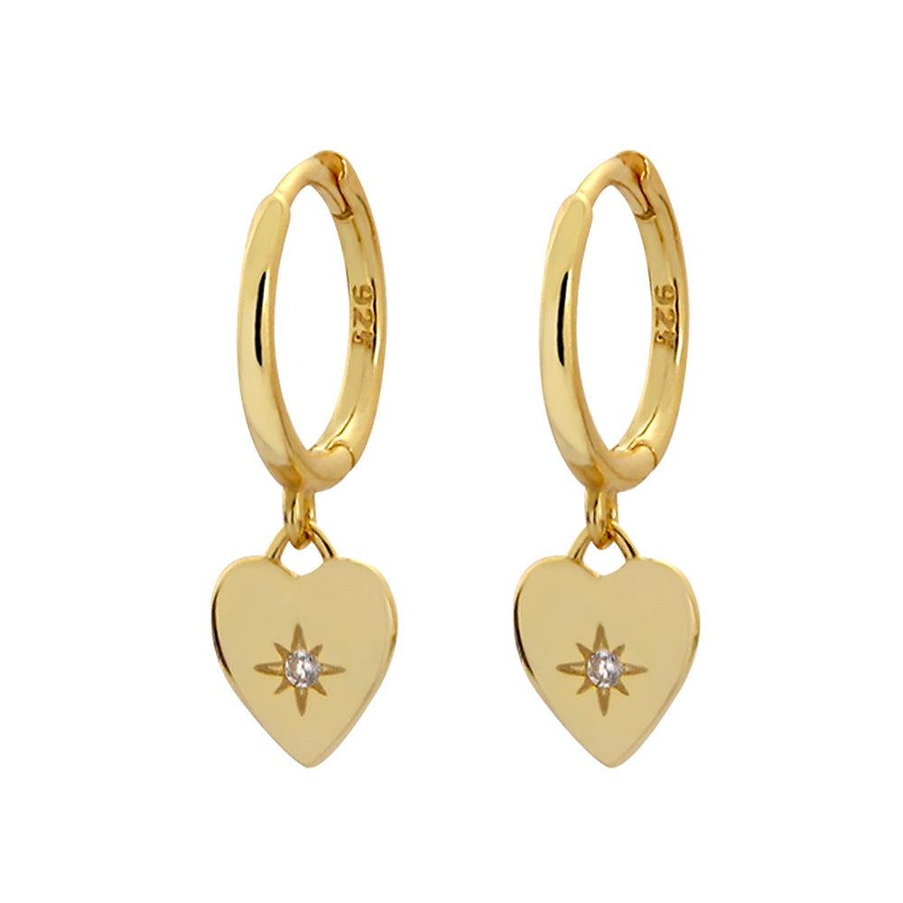 Heart Charm Earrings - Gold Plated 925 Sterling Silver