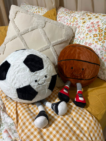Kawaii Sports Ball Plushies – Basketball & Football - 30 cm