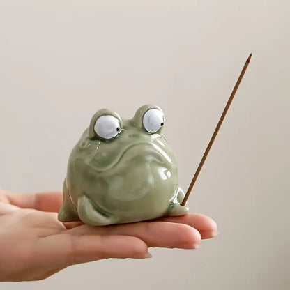 Quirky Ceramic Frog Incense / Bakhur Holder