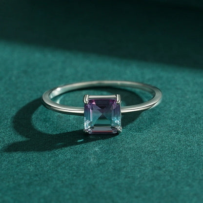 Bi-Color Gemstone Solitaire Ring – 925 Sterling Silver