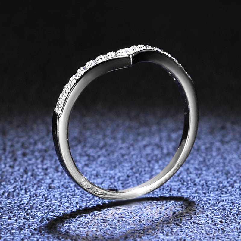 Curved Wishbone Pavé Ring – 925 Sterling Silver
