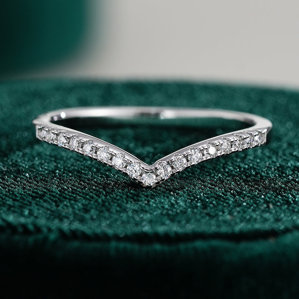 Curved Wishbone Pavé Ring – 925 Sterling Silver