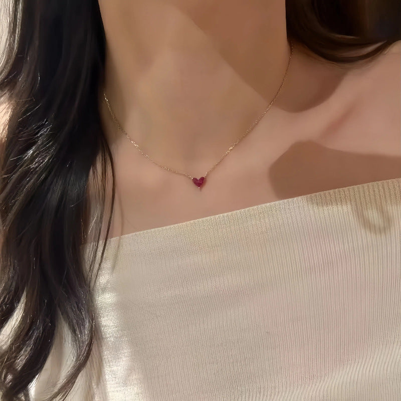 Pink Heart Pendant Gold plated Necklace - 925 Sterling Silver