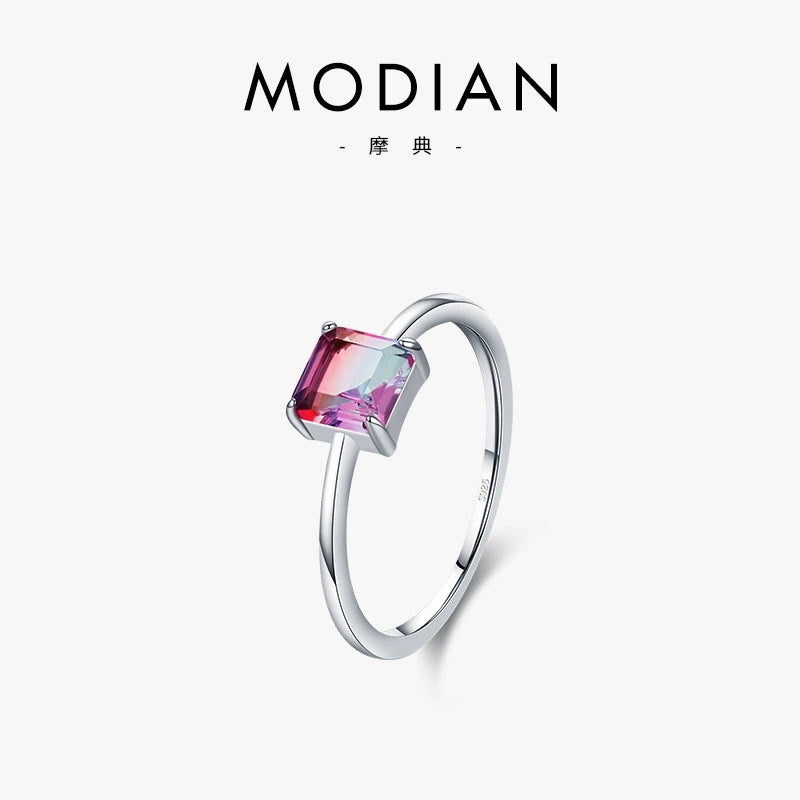 Bi-Color Gemstone Solitaire Ring – 925 Sterling Silver