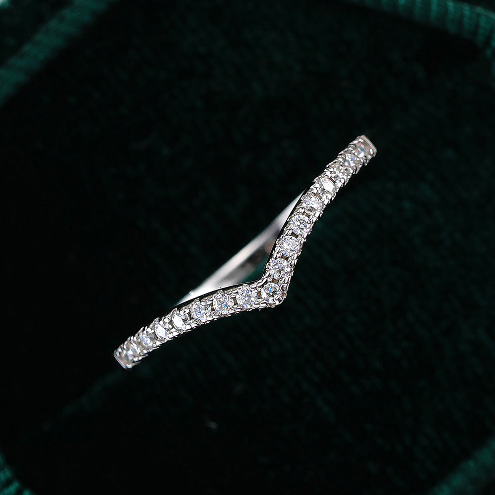 Curved Wishbone Pavé Ring – 925 Sterling Silver