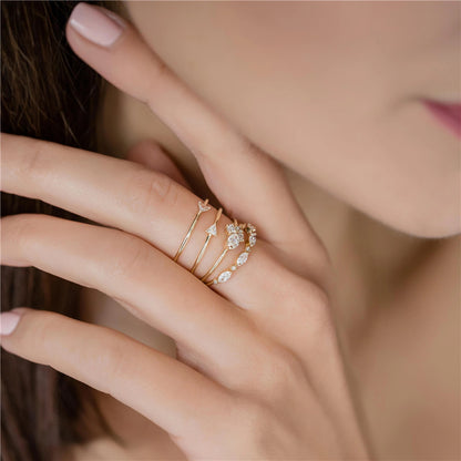 Cluster Crystal Ring – 925 Sterling Silver, Gold Plated
