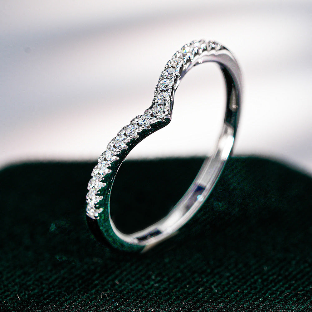 Curved Wishbone Pavé Ring – 925 Sterling Silver