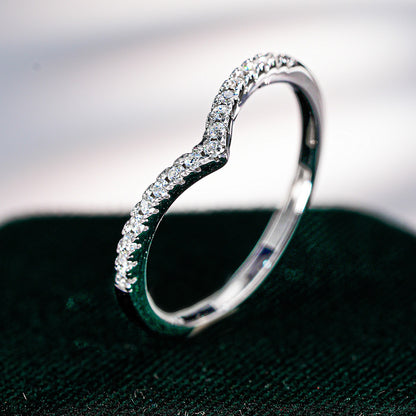 Curved Wishbone Pavé Ring – 925 Sterling Silver