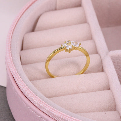 Cluster Crystal Ring – 925 Sterling Silver, Gold Plated