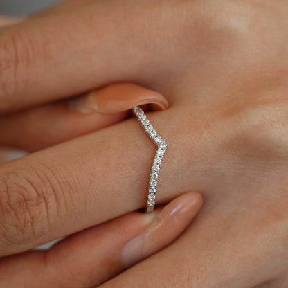 Curved Wishbone Pavé Ring – 925 Sterling Silver