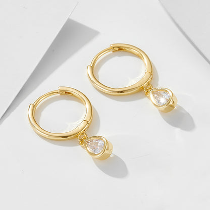 Teardrop Zircon Hoop Earrings - 925 Sterling Silver