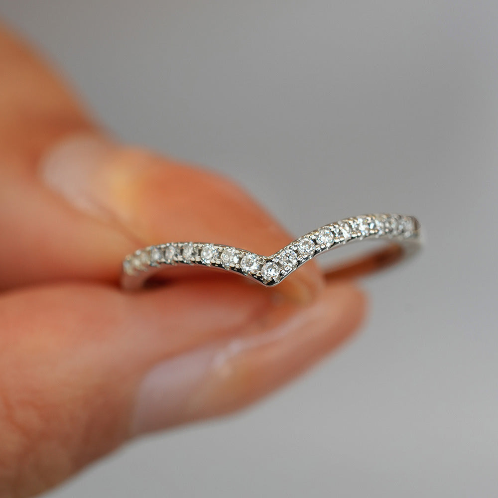 Curved Wishbone Pavé Ring – 925 Sterling Silver