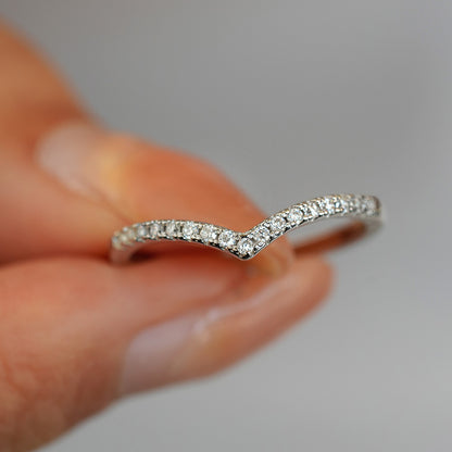 Curved Wishbone Pavé Ring – 925 Sterling Silver