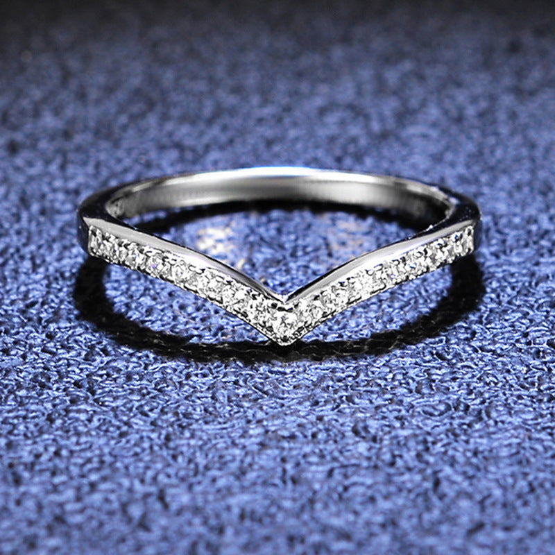 Curved Wishbone Pavé Ring – 925 Sterling Silver