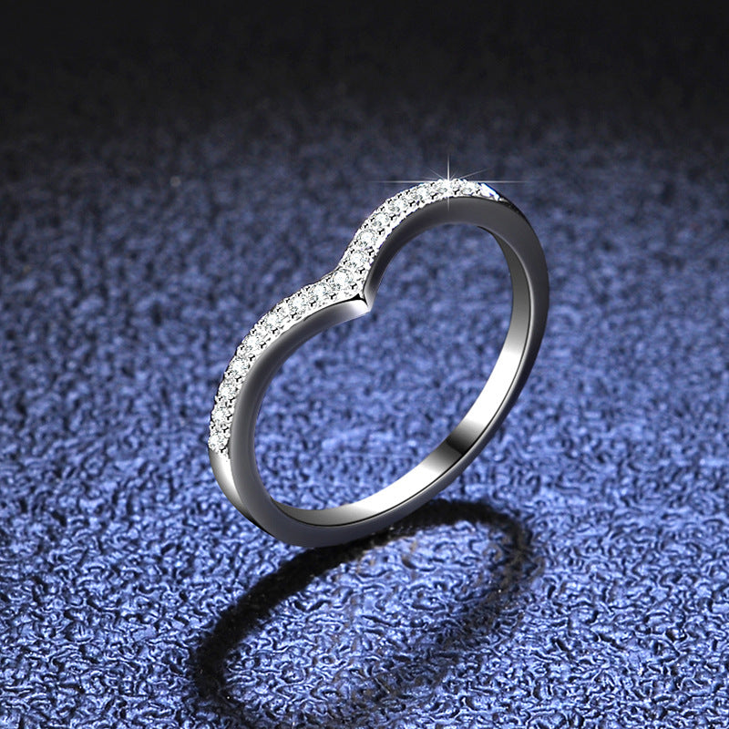 Curved Wishbone Pavé Ring – 925 Sterling Silver