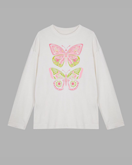 Butterfly Long Sleeve Cotton T-shirt