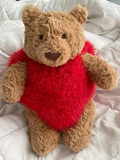 Bear in a heart outfit plush - 26 cm