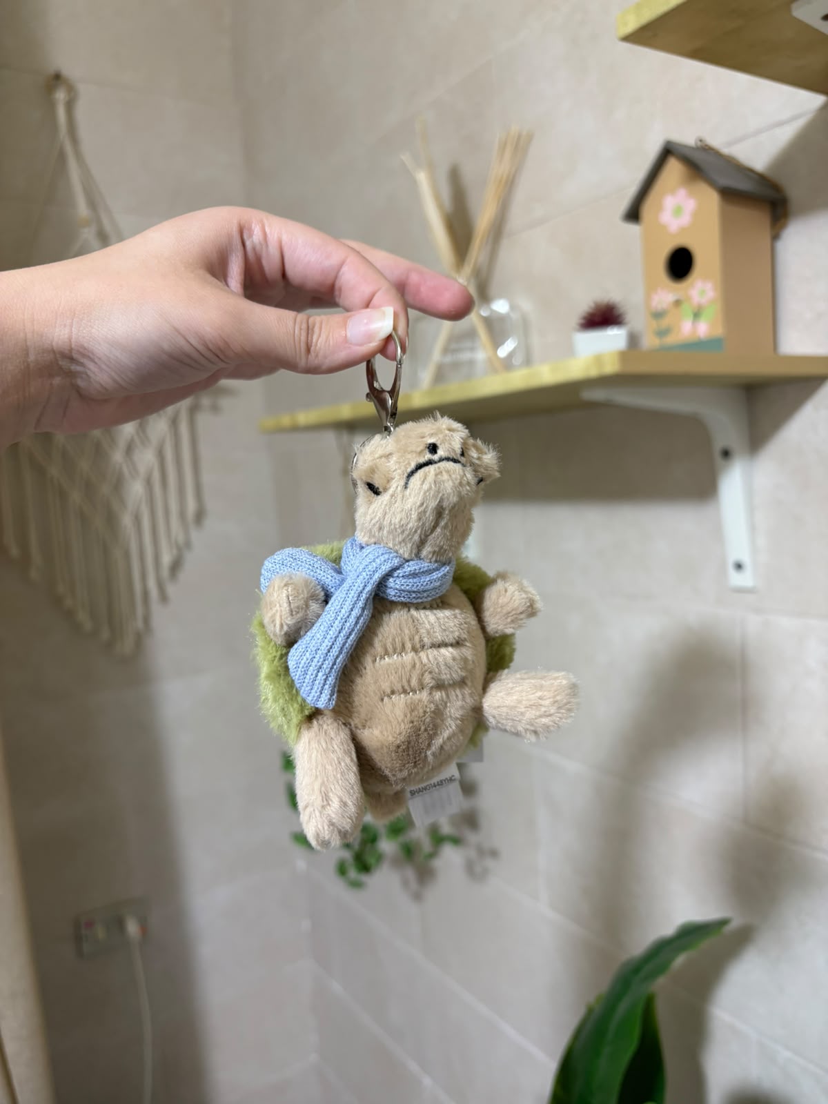 Turtle with Blue Scarf plush keychain - 10 cm