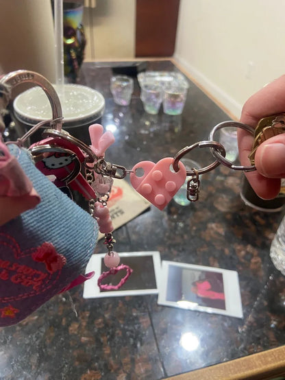 Pink heart keychain