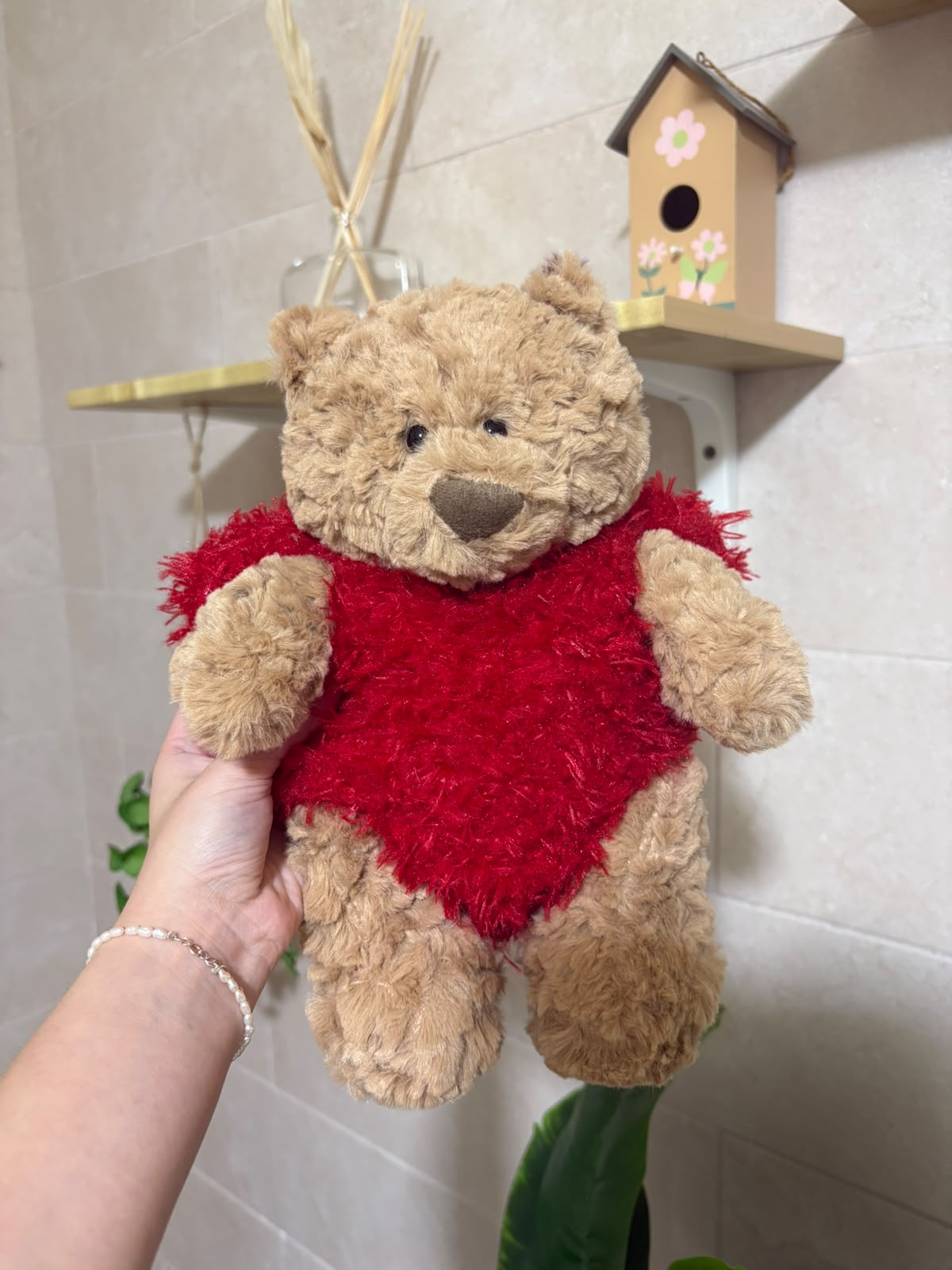 Bear in a heart outfit plush - 26 cm