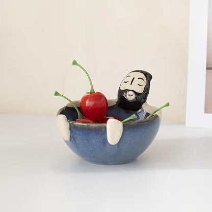 Quirky Bearded Man Ceramic Bowl