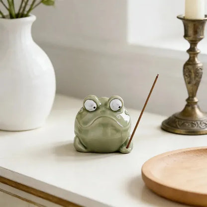 Quirky Ceramic Frog Incense / Bakhur Holder