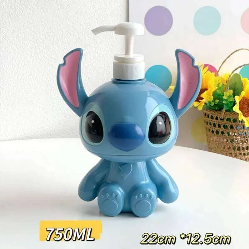 Cute Stitch Soap Dispenser – 750ml Plastic Pump Bottle for Bathroom & Kitchen