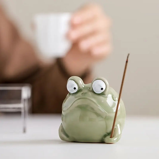 Quirky Ceramic Frog Incense / Bakhur Holder