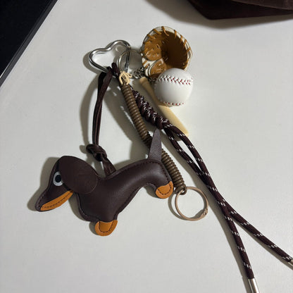 Dog and Baseball Glove Keychain Accessory